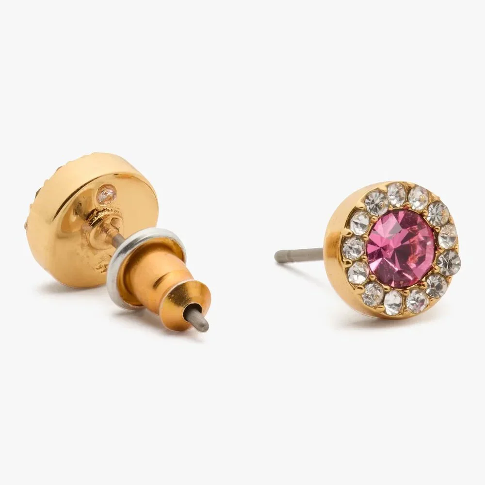 kate spade You're A Gem Pink Pave Halo Studs/NWT - Picture 3 of 8